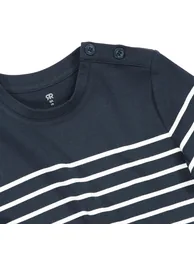 Breton Striped Cotton T-Shirt with Long Sleeves - 4