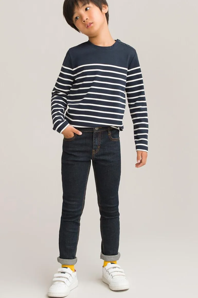 Breton Striped Cotton T-Shirt with Long Sleeves