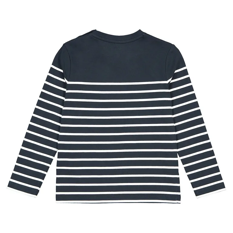 Breton Striped Cotton T-Shirt with Long Sleeves - 3