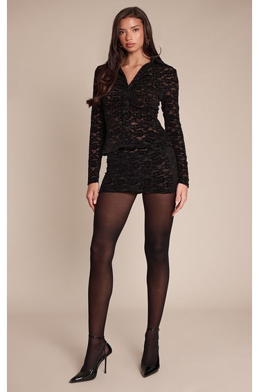 Black Lace Velvet Skirt
