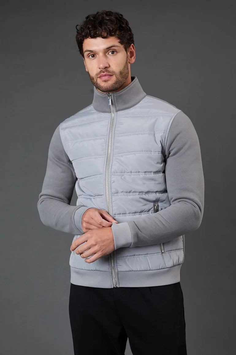 Grey Hybrid Padded Jacket - 1