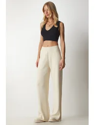 Women's Cream Corduroy Sweater Pants - 5