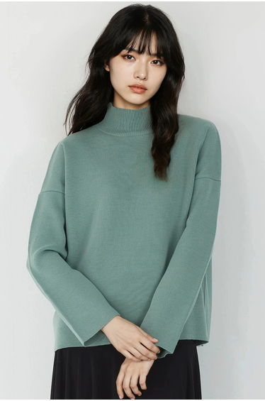 MY FASHION Oversized Half Turtleneck Knit Sweater