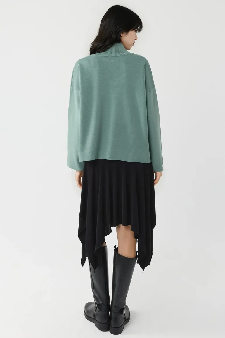 MY FASHION Oversized Half Turtleneck Knit Sweater - 2