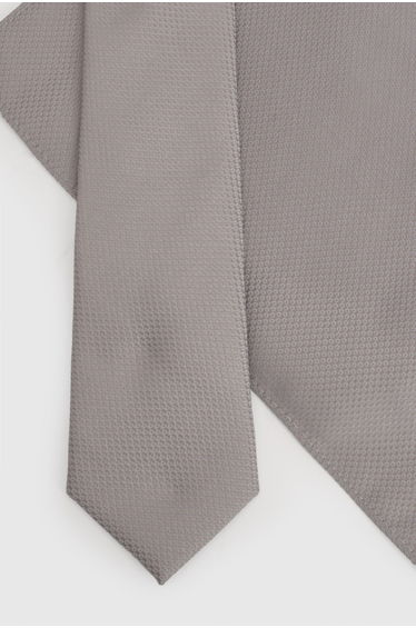Taupe Textured Tie and Pocket Square
