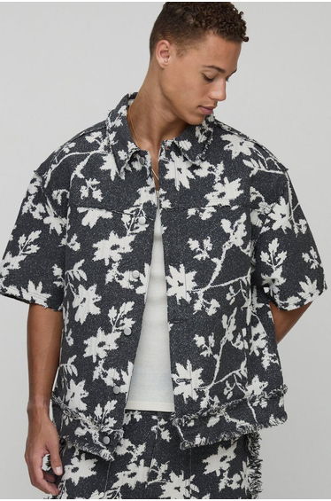 Tall Floral Tapestry Oversized Short Sleeve Overshirt