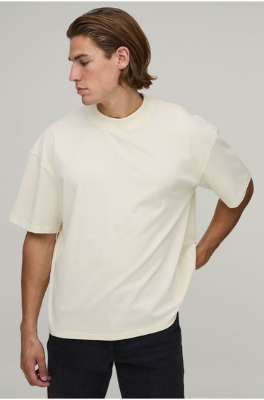 Ecru Oversized Boxy Hakone Print T-Shirt - ecru