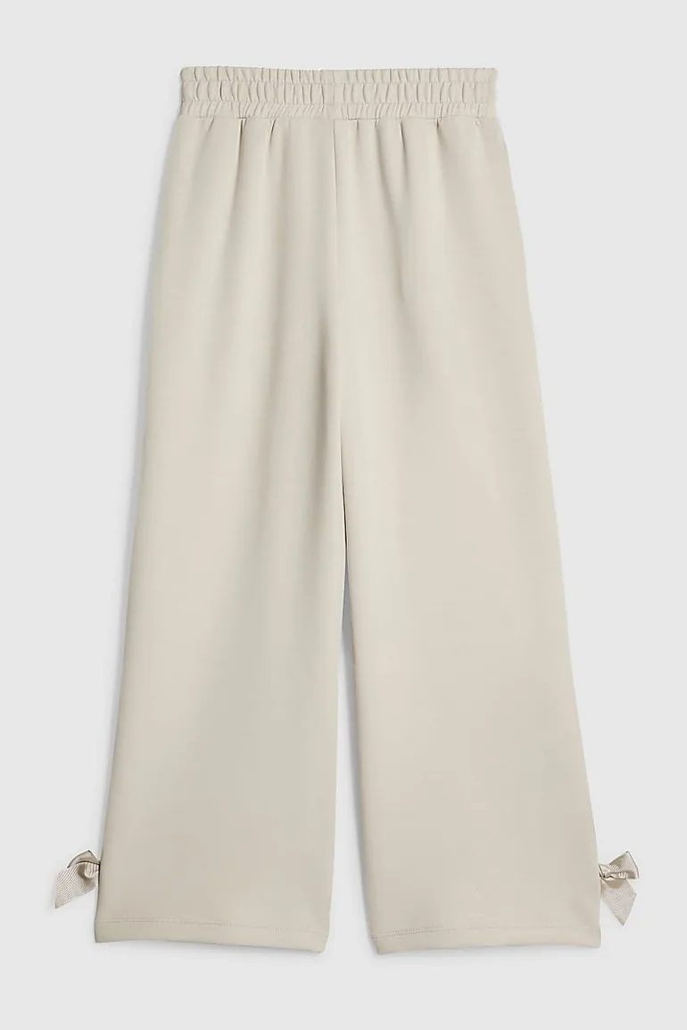 Girls Cream Wide Leg Bow Trousers - 3