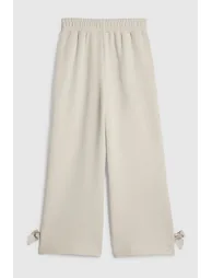 Girls Cream Wide Leg Bow Trousers - 3