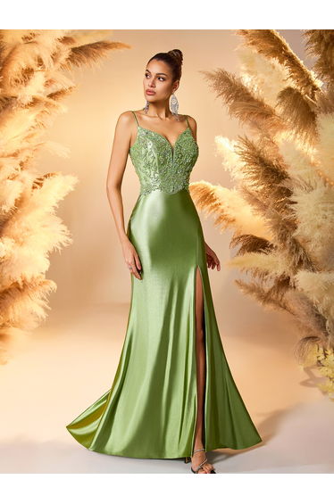 Modecrush Sweetheart Applique Slit Prom Dress