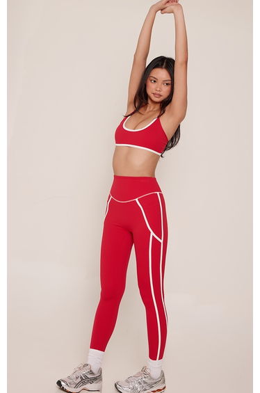 Red Sculpt Contrast Pocket Leggings