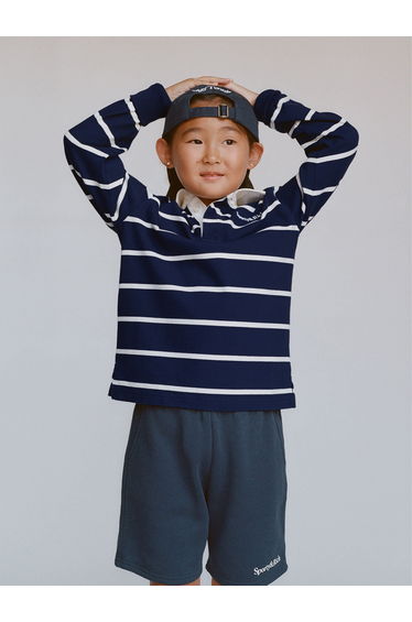 Sporty & Rich Kids Serif Logo Rugby Polo in Navy