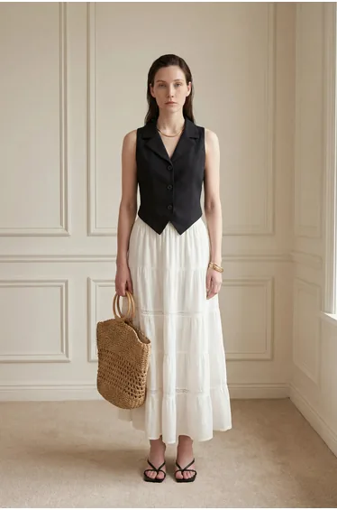MY FASHION Sleeveless Buttoned Waistcoat with Back Detail