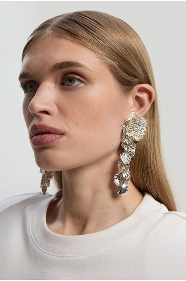 Textured Flower Drop Earrings