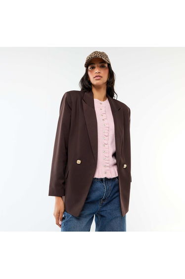 Double-Breasted Tailored Blazer BROWN