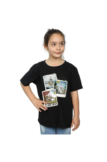 Frozen Girls Olaf Polaroid Cotton T-Shirt - Black