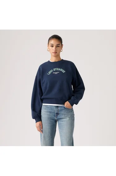 Crew Neck Sweatshirt with Long Sleeves and Logo On Front