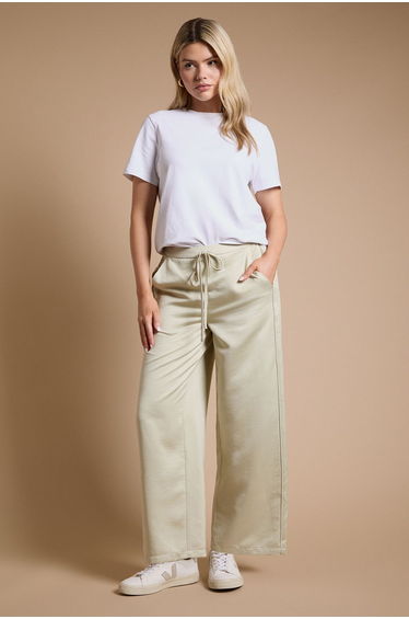 Petite Satin Relaxed Drawstring Contrast Trouser