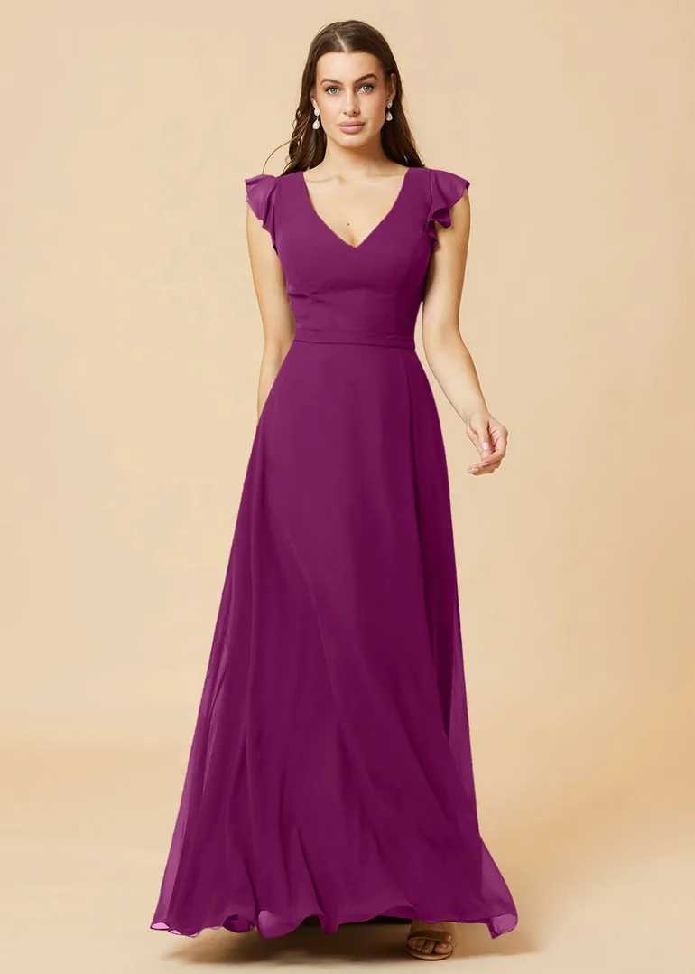 V-neck V-back A-line Chiffon Bridesmaid Dress Leely : Dresses : VogaCloset  Bahrain