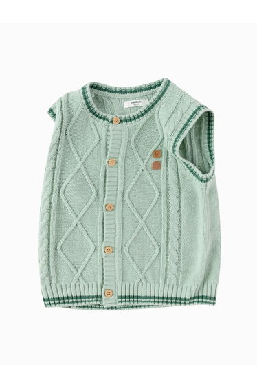 Boys' Knitted Sleeveless Cardigan With Button Front