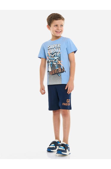 Boys Robot Graphic T-Shirt and Shorts Set