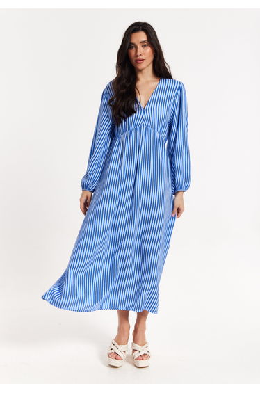Blue And White Striped Maxi Dress