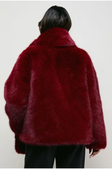 Ecru Fur Jacket With Scarf