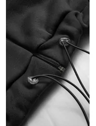 Drawstring Zipper Hoodie And Straight Leg Tie-Up Trousers Set - 3