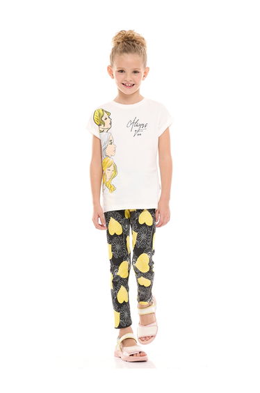 Girl Graphic Top and Heart Print Leggings Set