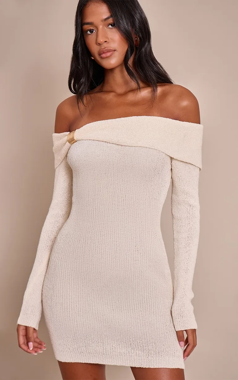 size 14 bodycon dresses Cream Short Sleeve Rib Knit Midi Dress – PinkBlush main image 1