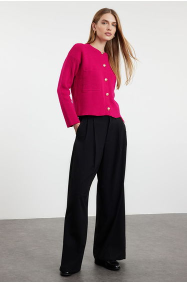 Textured Accessory Knitwear Cardigan