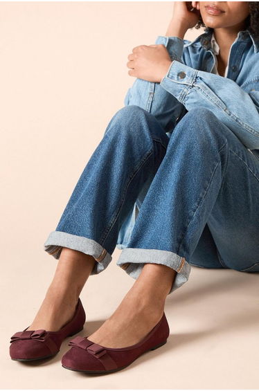 Wide Fit Paris Bow Detail Ballet Pumps