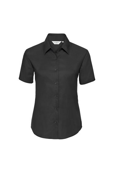 Russell Collection Ladies/Womens Short Sleeve Easy Care Oxford Shirt - Black