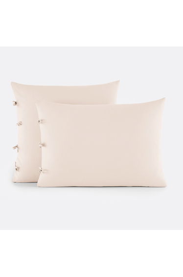 Scenario Plain Cotton Pillowcase with Tie Fastening
