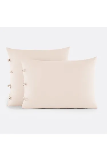 Scenario Plain Cotton Pillowcase with Tie Fastening