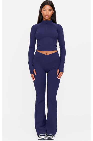 Navy Sculpt Wrap Waist Yoga Pants
