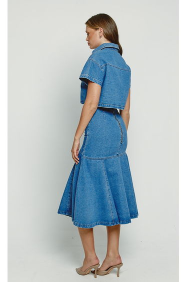 Denim Boxy Shirt with Curved Hem product thumbnail 3