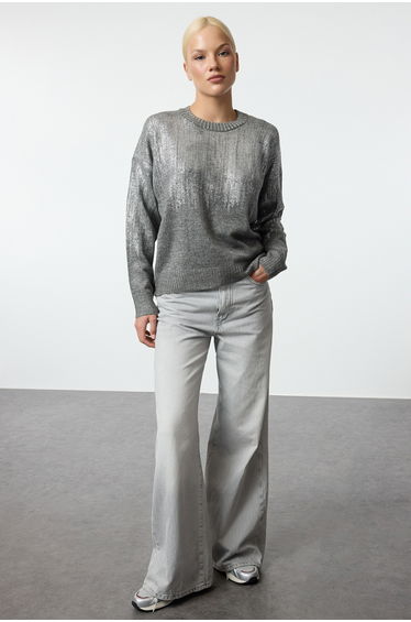 Anthracite Crew Neck Basic Knitwear Sweater