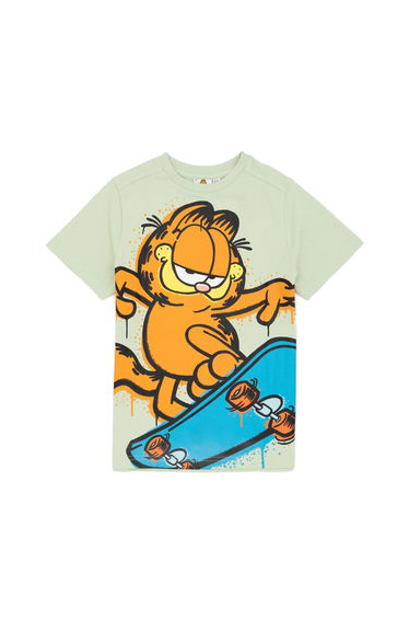 Garfield Childrens/Kids Skateboard T-Shirt - Pastel Green