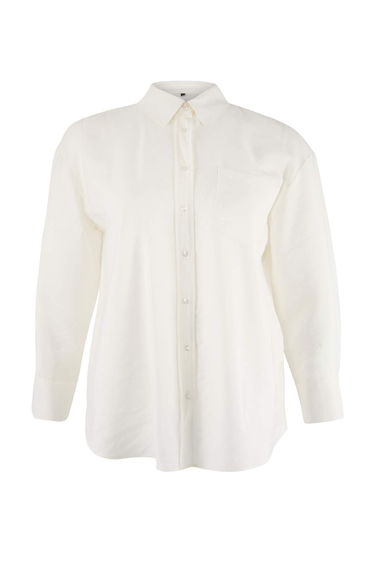 More Sustainable Ecru Modal Soft Tuşe Woven Plus Size Shirt