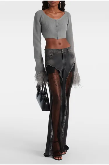 Madeline Black Floral Lace Panel Jeans