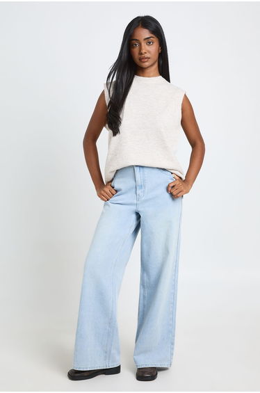 Soft Knit Crew Neck Knitted Tank - stone