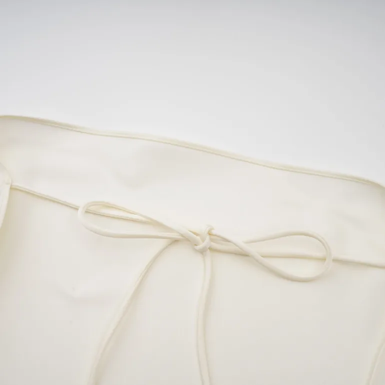 Lyna White Satin Ruffled Mini Dress with Shawl Panel Detail - 12