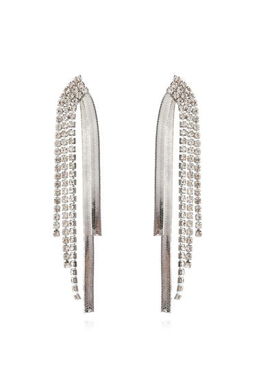 Luxury Diamond Trim Drop Earrings in Silver