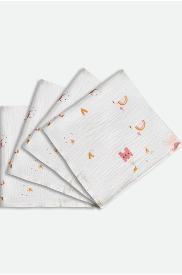 Set of 4 ChÃ¢teau Licorne Printed Cotton Muslin Squares