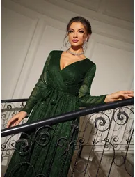 Leely Elegant V Neck Long Sleeve Party Dresses - 3