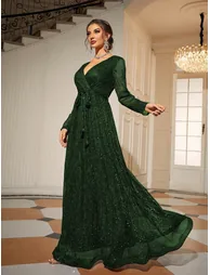 Leely Elegant V Neck Long Sleeve Party Dresses