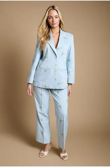 Floral Embroidered Tailored Blazer