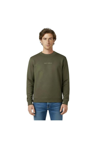 Jack Wills Mens Jacquard Crew Neck Sweatshirt - Leaf