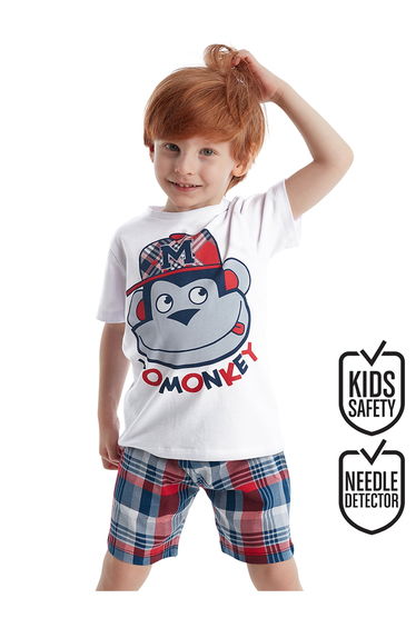 Monkey Boys Plaid T-shirt Shorts Set